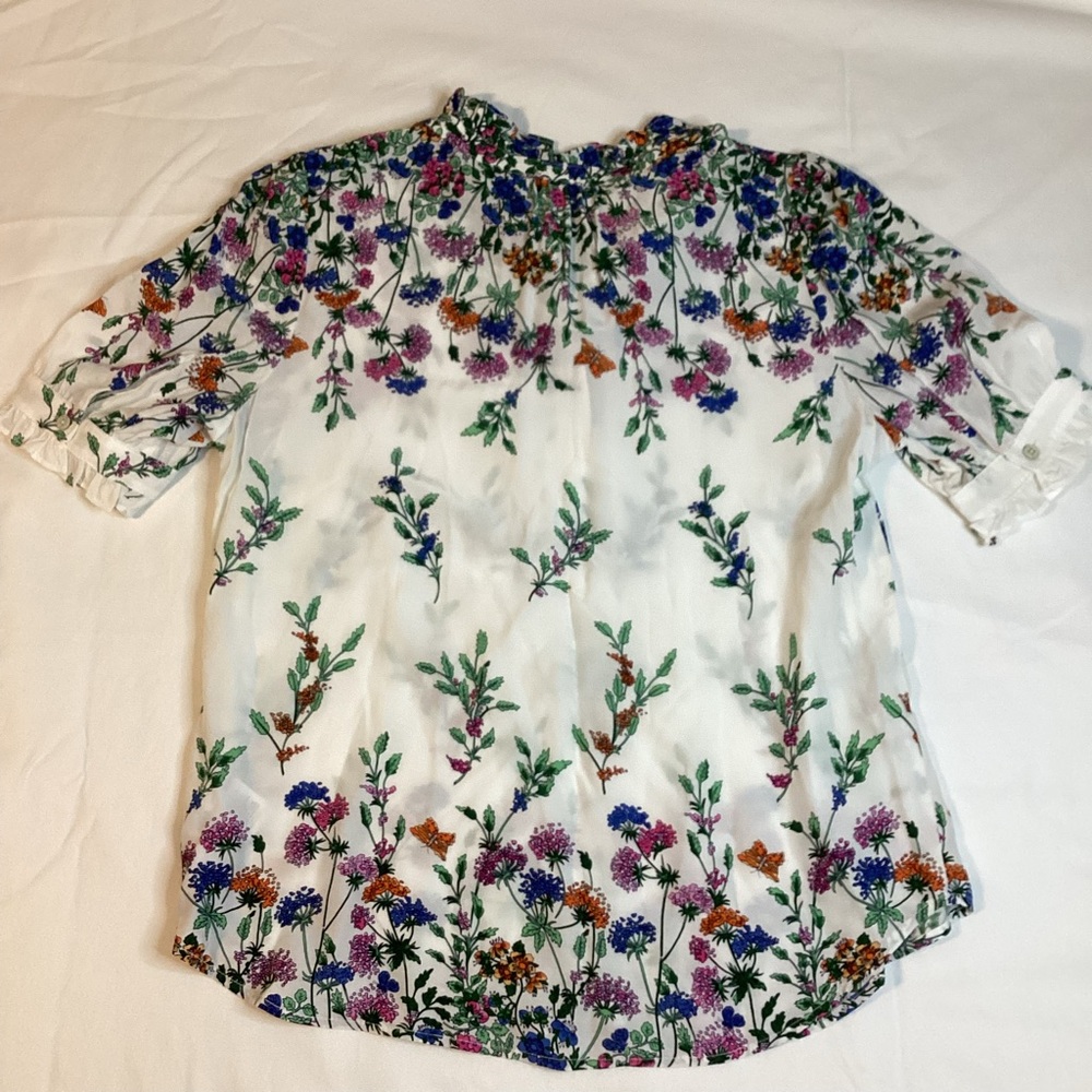 Talbots Floral Print Ruffle Trim Blouse - Picture 6 of 8